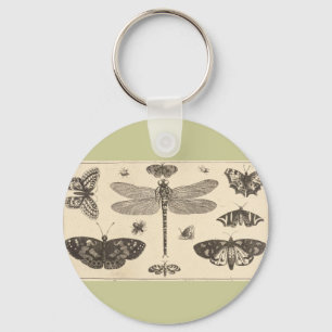 Eine Libelle, Marienkäfer und Schmetterlinge Schlüsselanhänger