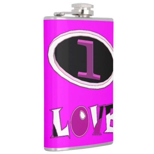 Eine Liebe brüchig rosa sagt es laut Flachmann (Rechts)