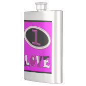 Eine Liebe brüchig rosa sagt es laut Flachmann (Links)