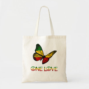 Eine Liebe Butterfly Rasta Reggae Peace Rastafari Tragetasche
