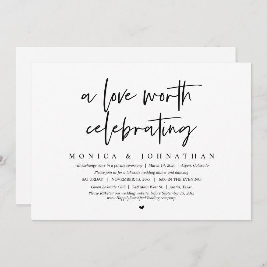 Eine Liebe, die es wert ist zu feiern, Hochzeit zu Einladung (Vorne/Hinten)