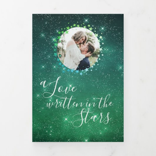 Eine Liebe, die in der Himmelshochzeit geschrieben Dreifach Gefaltete Einladung (Cover)