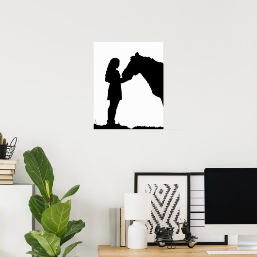 Eine Liebe für Mädchen und ihre Pferde Silhouette Poster (Heimbüro)