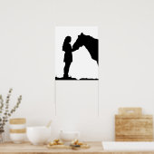 Eine Liebe für Mädchen und ihre Pferde Silhouette Poster (Küche)