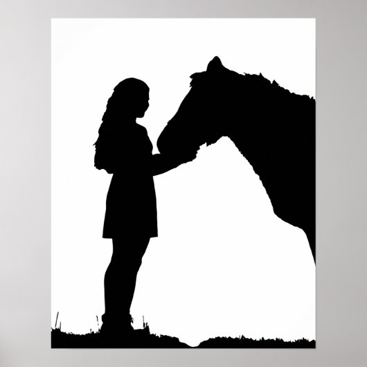 Eine Liebe für Mädchen und ihre Pferde Silhouette  Poster (Vorne)