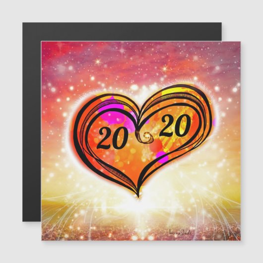 Eine Liebe Herz individuell anpassbare Neujahrskar Magnetkarte (Vorne/Hinten)