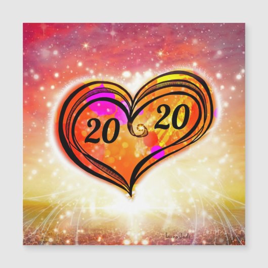 Eine Liebe Herz individuell anpassbare Neujahrskar Magnetkarte (Vorderseite)