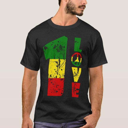 Eine Liebe Jamaica Rasta Reggae Music Caribbean Pr T-Shirt (Vorderseite)