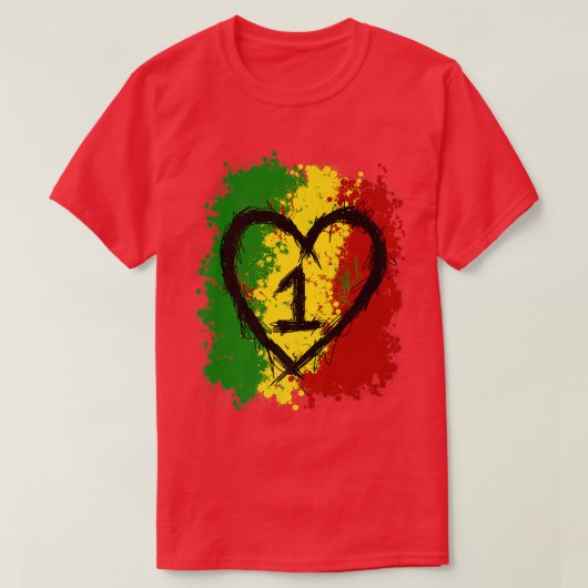 Eine Liebe Jamaica T Shirt Rasta Reggae Music Cari (Design vorne)