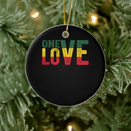 Eine Liebe Jamaican Rasta Reggae Keramik Ornament (Baum)