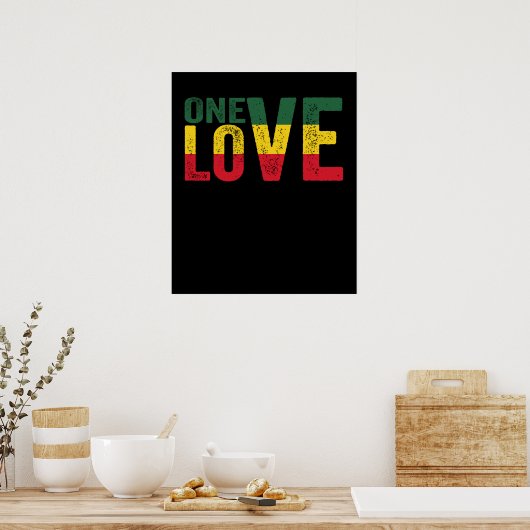 Eine Liebe Jamaican Rasta Reggae Poster (Küche)