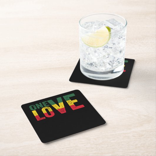 Eine Liebe Jamaican Rasta Reggae Rechteckiger Pappuntersetzer (Vor Ort)