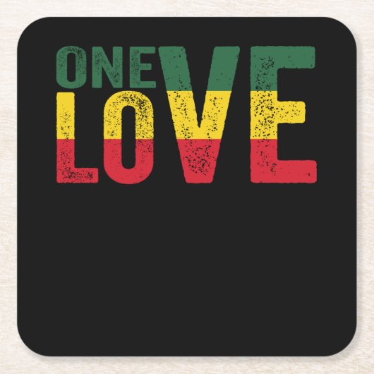 Eine Liebe Jamaican Rasta Reggae Rechteckiger Pappuntersetzer (Vorderseite)