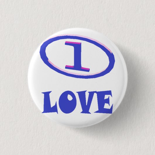 Eine Liebe Kunstmuster blauer Hauch von lila Button (Vorderseite)