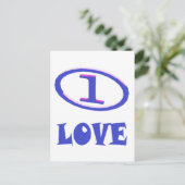 Eine Liebe Kunstmuster blauer Hauch von lila Postkarte (Stehend Vorderseite)