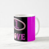 Eine Liebe lila rosa und schwarzes Design Kaffeetasse (VorderseiteRechts)