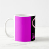 Eine Liebe lila rosa und schwarzes Design Kaffeetasse (Links)