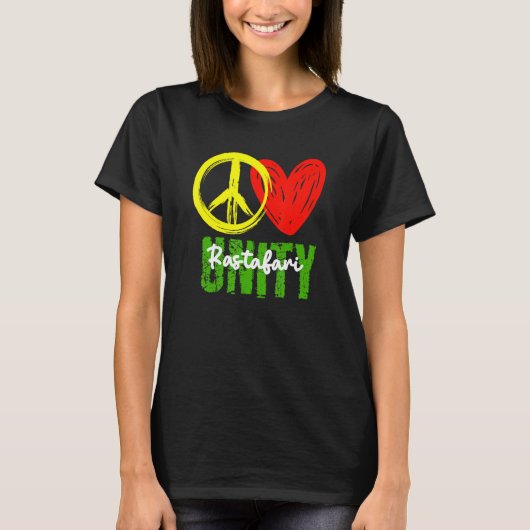 Eine Liebe Peace Liebe Unity Reggae Roots Jamaica T-Shirt (Vorderseite)