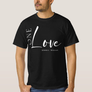 Eine Liebe Personalisierten Paare weiße Schrift T-Shirt