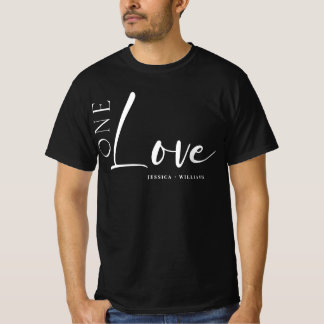 Eine Liebe Personalisierten Paare weiße Schrift T-Shirt
