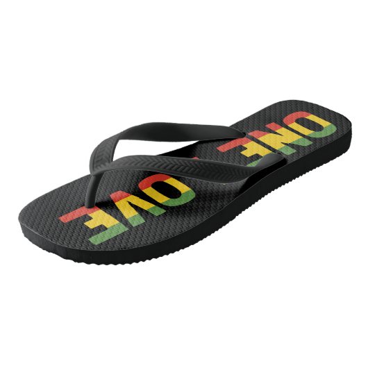 Eine Liebe Rasta Jamaican Flip Flops Badesandalen (Schrägansicht)