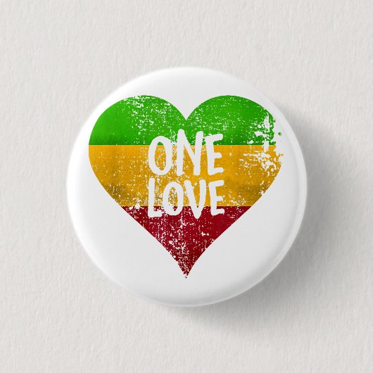 Eine Liebe Rastafari T - Shirt Jamaica Retro Vinta Button (Vorderseite)