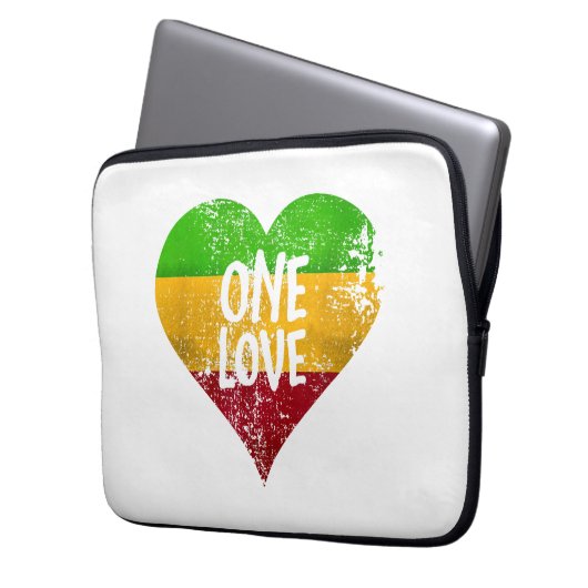 Eine Liebe Rastafari T - Shirt Jamaica Retro Vinta Laptopschutzhülle (Vorderseite Links)