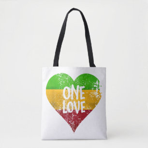 Eine Liebe Rastafari T - Shirt Jamaica Retro Vinta Tasche