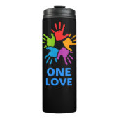 Eine Liebe Regenbogenhandschuh Thermosbecher (Vorderseite)