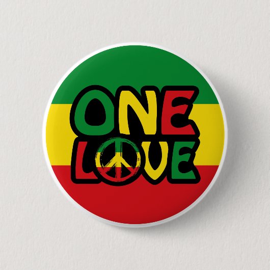 Eine Liebe, Reggae-Design mit Reggaefarben Button (Vorderseite)