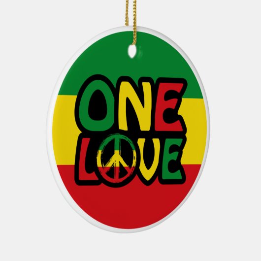 Eine Liebe, Reggae-Design mit Reggaefarben Keramik Ornament (Rechts)