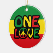 Eine Liebe, Reggae-Design mit Reggaefarben Keramik Ornament (Links)