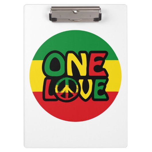 Eine Liebe, Reggae-Design mit Reggaefarben Klemmbrett (Vorderseite)