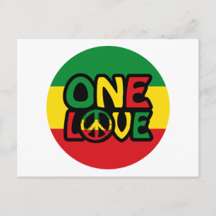 Eine Liebe, Reggae-Design mit Reggaefarben Postkarte