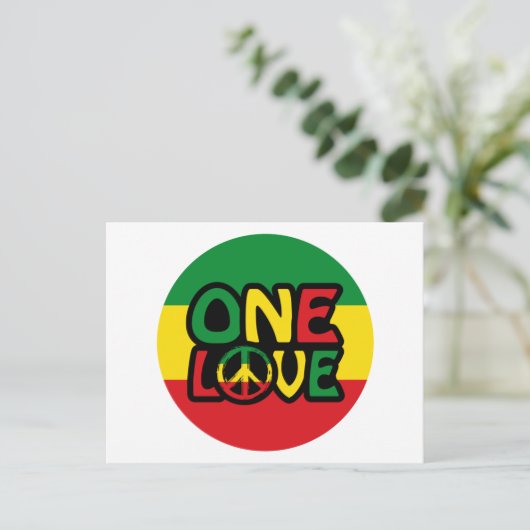 Eine Liebe, Reggae-Design mit Reggaefarben Postkarte (Stehend Vorderseite)