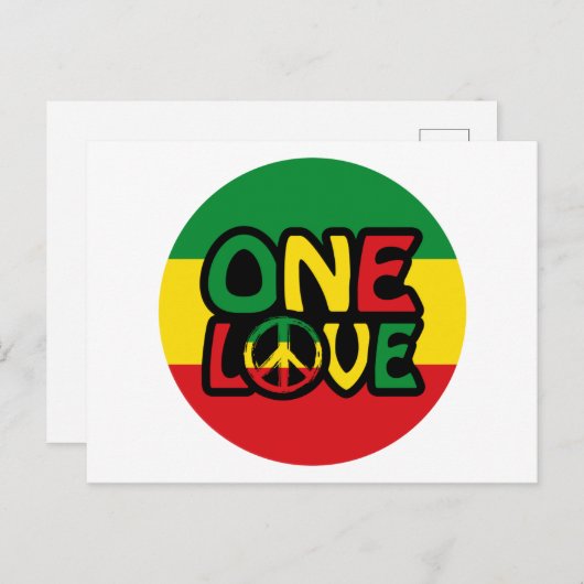 Eine Liebe, Reggae-Design mit Reggaefarben Postkarte (Vorne/Hinten)