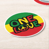 Eine Liebe, Reggae-Design mit Reggaefarben Runder Pappuntersetzer (Angewinkelt)