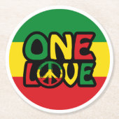 Eine Liebe, Reggae-Design mit Reggaefarben Runder Pappuntersetzer (Vorderseite)