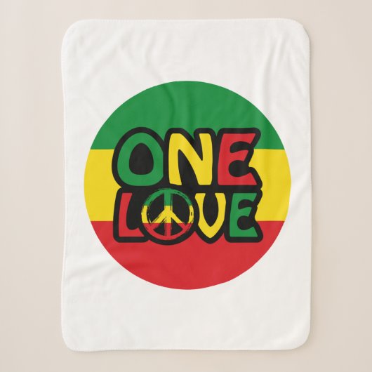 Eine Liebe, Reggae-Design mit Reggaefarben Sherpadecke (Vorderseite)