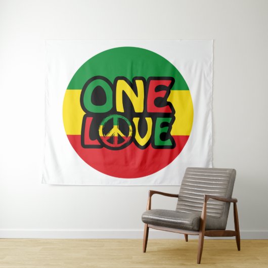 Eine Liebe, Reggae-Design mit Reggaefarben Wandteppich (Beispiel (Horizontal))