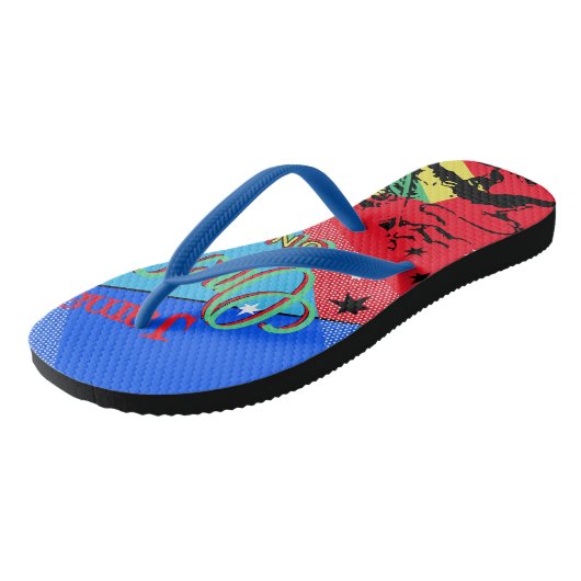 Eine Liebe Reggae Music Rasta Flip Flops Badesandalen (Schrägansicht)