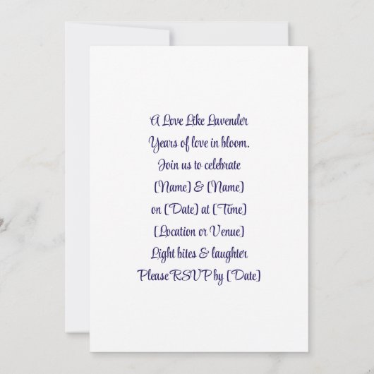 Eine Liebe wie Lavendel | Calm Romance Einladung (Rückseite)