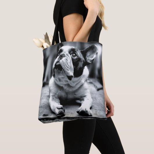 Eine Lil französische Bulldoggen-Wartezeiten Tasche (Von Nahem)