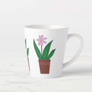 Eine Lila Blume in einer Pot-Latte-Tasse Milchtasse