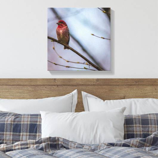 Eine Lila Finch 12 x 12 gearbeitete Canvas Print Leinwanddruck (Insitu (Schlafzimmer))