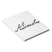 Eine Lincoln-Unterschrift Notizblock (angewinkelt)