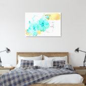 Eine Linie Gesichtskunst mit blauen Blumen Flecken Leinwanddruck (Insitu (Schlafzimmer))