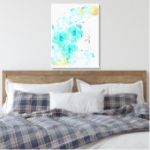 Eine Linie Gesichtskunst mit blauen Blumen Flecken Leinwanddruck (Insitu (Schlafzimmer))