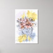 Eine Linie Gesichtskunst mit Blume, die sich verst Leinwanddruck (Vorderseite)