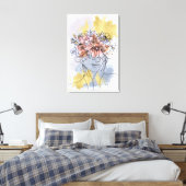 Eine Linie Gesichtskunst mit Blume, die sich verst Leinwanddruck (Insitu (Schlafzimmer))